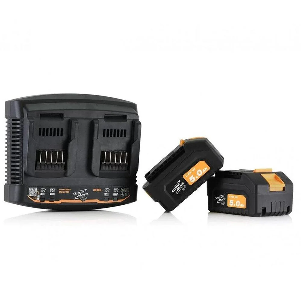 ShineMate EB351-5/15 15mm Cordless Random Orbital Polisher w/ 2 Batteries & Charger - Image 3